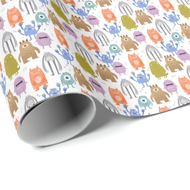Papel De Presente Pequenos monstros berçário infantil (Ponta do rolo)