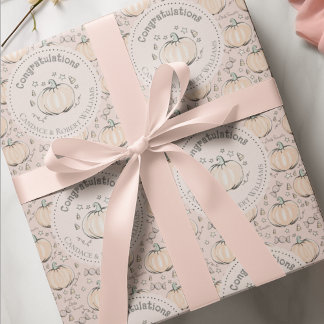 Papel De Presente Pequenos Parabéns de Abóbora Rosa-Rosa-Cor-de-rosa