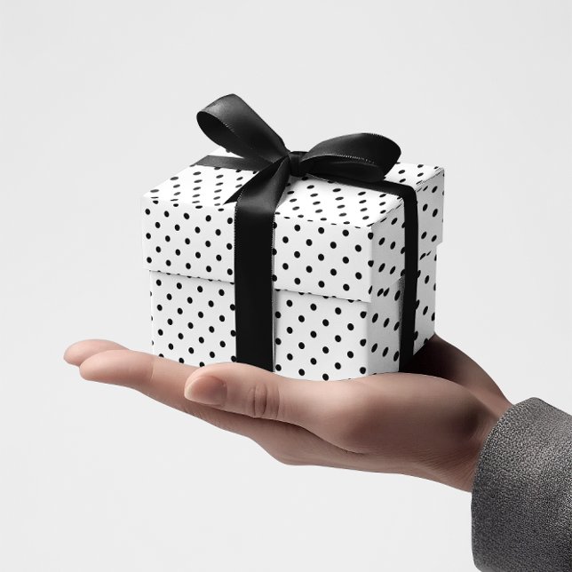 Papel De Presente Pequenos Pontos Pretos (Black Polka Polka Dots Wrapping Paper)