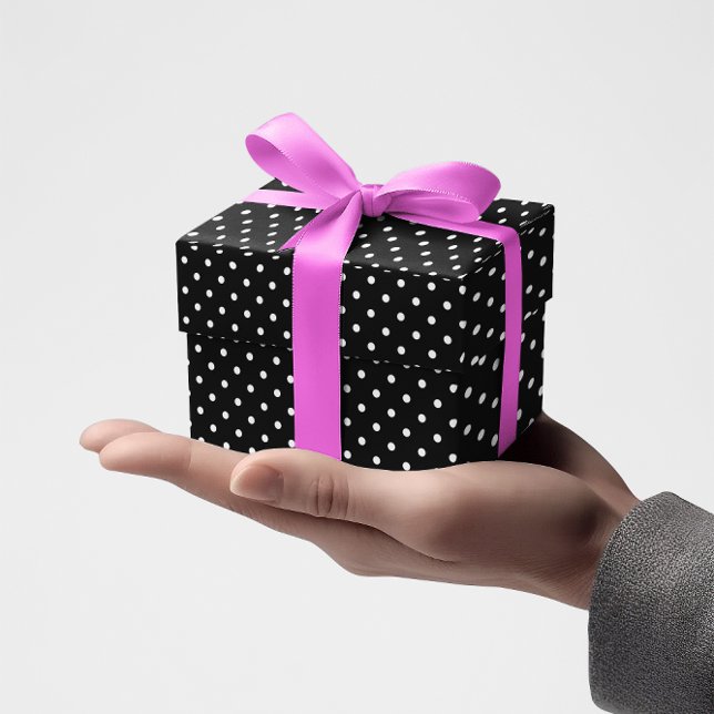 Papel De Presente Pequenos Pontos Pretos e Brancos (Black and White Polka Dot Wrapping Paper)