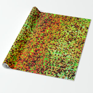 Papel De Presente Pequenos quadrados ou azulejos verdes e castanhos