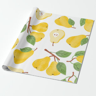 Papel De Presente Pera aquática sem costura. Fruta b