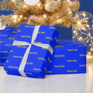 Papel De Presente Perfeição Personalizada Elegante Azul Amarelo Dour