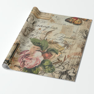 Papel De Presente Perfume Decoupage Vitoriano Antigo