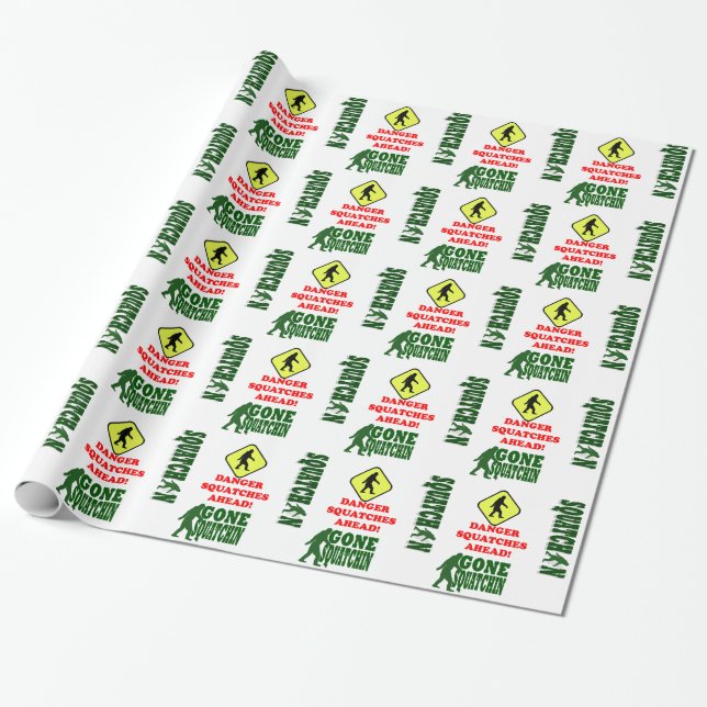 Papel De Presente Perigo Squatches adiante (Desenrolado)