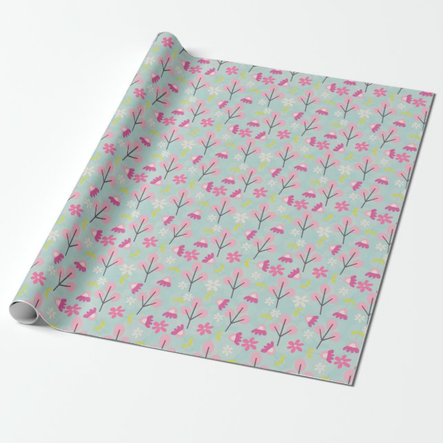 Papel De Presente Pernalas e Flores Rosa (Desenrolado)