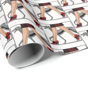Papel De Presente Pernas Arte Deco Mulheres Greyhound Whippet Dog R
