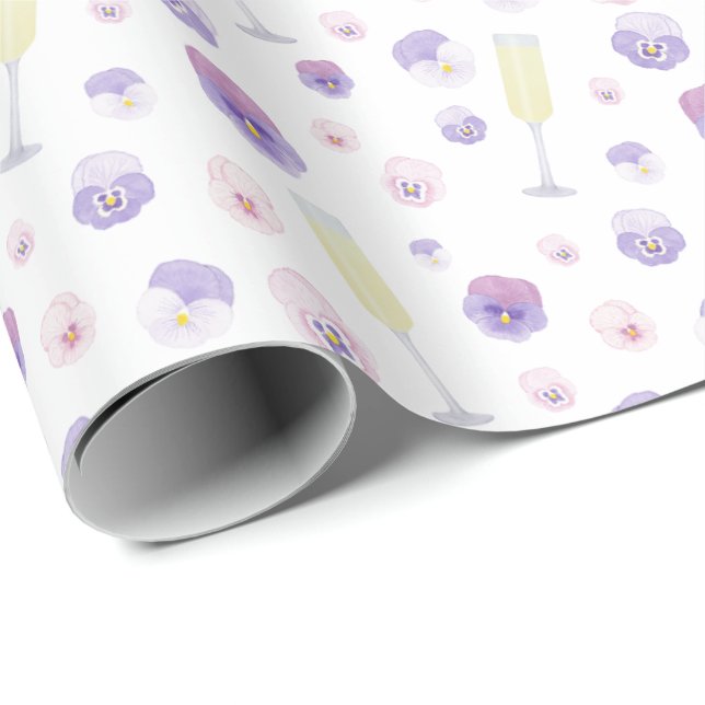 Papel De Presente Pérolas bonito, Cor De Água, Púrpura, E Prosecco (Ponta do rolo)