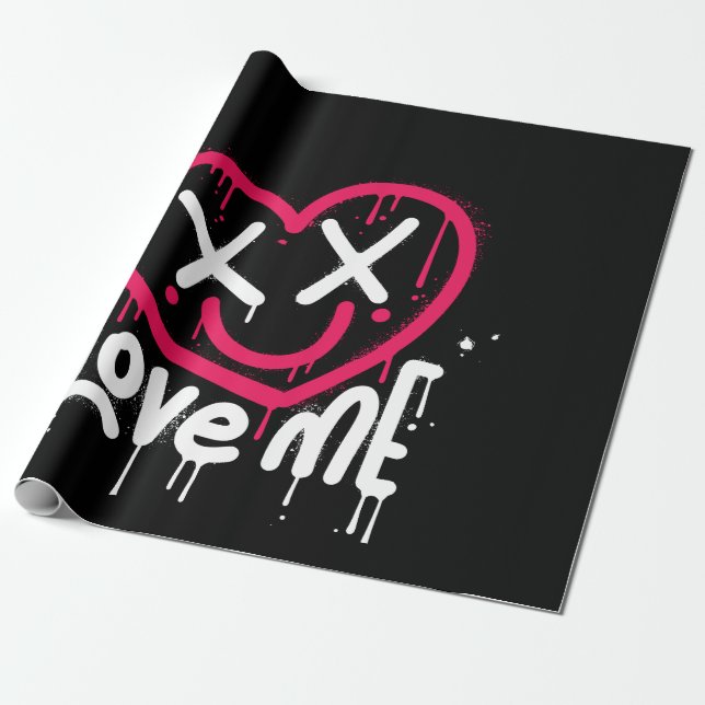 Papel De Presente personagem cardíaco com olhos mortos e sorriso pul (Desenrolado)