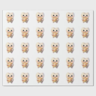 Papel De Presente Personagem Kawaii Amante de Café Odontológico Fofo