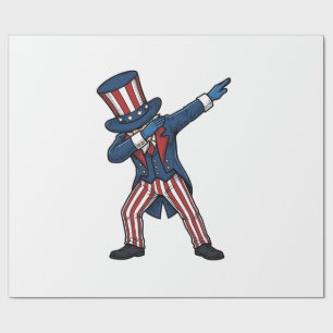 Papel De Presente Personagem Patriótico Dabbing Design Vetorial Vint