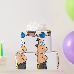 Papel De Presente Personagem Sad Bowler Engraçado com Bola de bolich