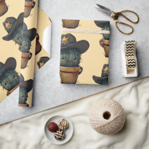 Papel De Presente Personagem Xerife Cacto Espinhoso