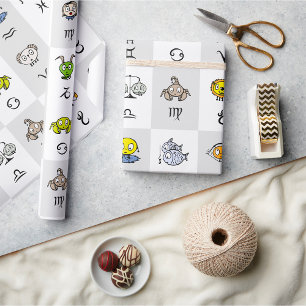 Papel De Presente Personagens Astrológicos do Zodíaco Divertidos