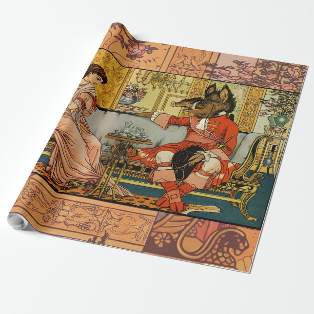 Papel De Presente Personagens Clássicos de Contos de Fadas da Bela F (Desenrolado)