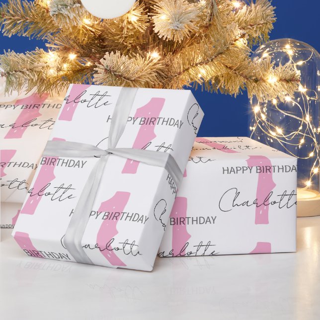 Papel De Presente Personalised Pink 1st 2nd 3rd 10th Birthday Party (Feriados)