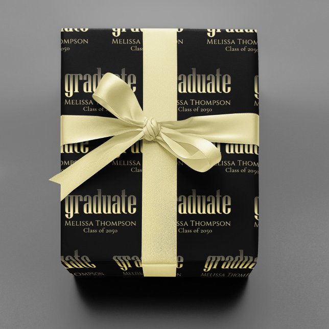 Papel De Presente Personalização de Graduação Moderna Dourada de For (Criador carregado)