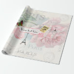 Papel De Presente Personalização de Rosa Rosa Rosa Rosa Rosa Rosa Ro<br><div class="desc">Pacote de Festas de casamento do tema de Paris pronto para ser personalizado de acordo com as suas especificações de evento. Consulte a faixa de cheios de produtos correspondentes neste conjunto exclusivo e mais aqui... </div>