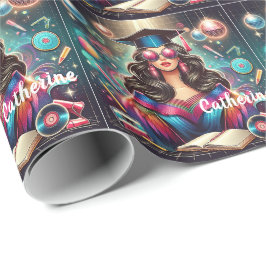 Papel De Presente Personalização do Disco Party da Menina de Formata