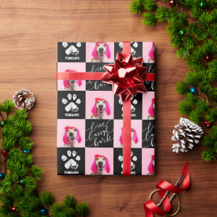 Papel De Presente Personalizado 2 Foto Pegada de Pata de Cachorro