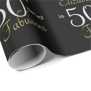 Papel De Presente Personalizado 50 e Fabuloso Dourado 50º Aniversá