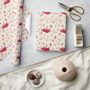 Papel De Presente Personalizado, Avião Vermelho & Papai Noel, Feliz