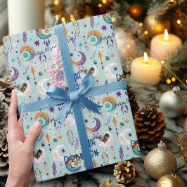 Papel de Presente Personalizado Boho Chic com Azul
