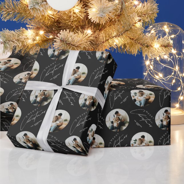Papel De Presente Personalizado Círculo Foto Natal Elegante Fofo (Feriados)