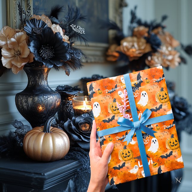 Papel de presente personalizado com tema de Hallow (Criador carregado)
