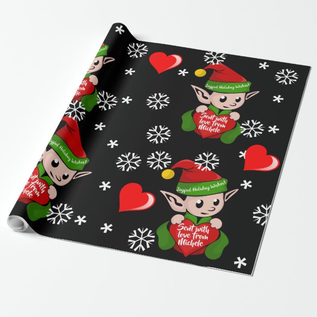 Papel de Presente Personalizado de Amor de Elfo (Desenrolado)