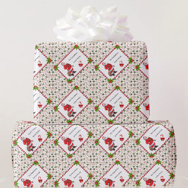 Papel De Presente Personalizado Do Natal Do Claus Candy Cane