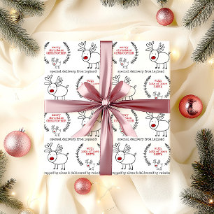 Papel De Presente Personalizado do Papai Noel Rena Kids Lapônia
