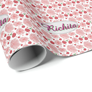 Papel De Presente Personalizado e customizado floral aquarela
