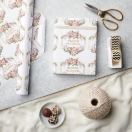 Papel De Presente Personalizado Floral Chic Feminino Elegante Aquare
