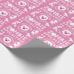 Papel De Presente Personalizado o Gótico de Pastel Rosa Zombie Apoc