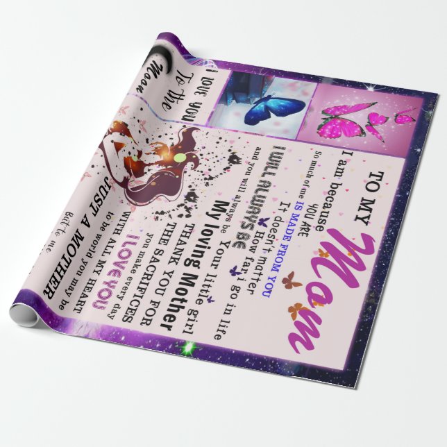 Papel De Presente Personalizado Para Minha Mãe Da Filha (Desenrolado)