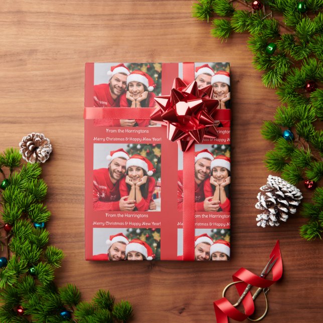 Papel De Presente Personalizado para sua Foto e Texto (Presente de Natal)