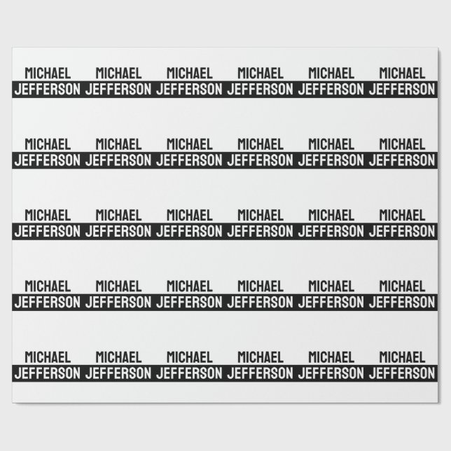 Papel De Presente Personalizado Personalizado Preto Branco Simples E (Aberto)