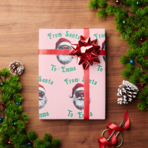 Papel de Presente Personalizado Rosa Papai Noel, P