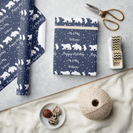 Papel De Presente Personalizado, Sr. e Sra. Cute Polar Bear Family B