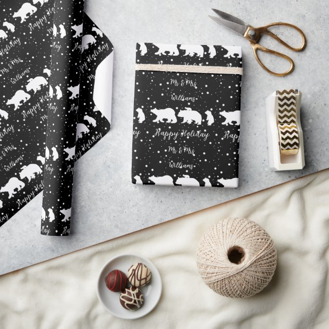 Papel De Presente Personalizado, Sr. e Sra. Cute Polar Bear Family B (Artesanato)