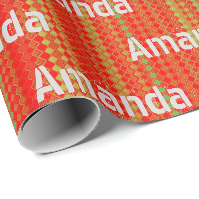 Papel De Presente Personalizado Vermelho Verde Dourado Listrado (Ponta do rolo)
