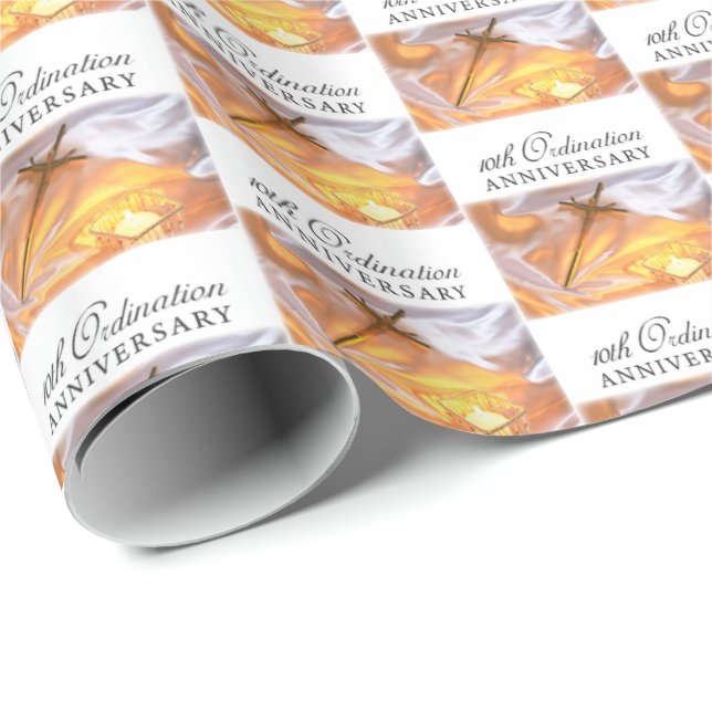 Papel De Presente Personalizar, 10º Aniversário da Ordenação, Cross (Ponta do rolo)