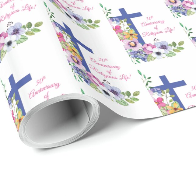 Papel De Presente Personalizar, 30 Aniversário Nun Vida Religiosa (Ponta do rolo)