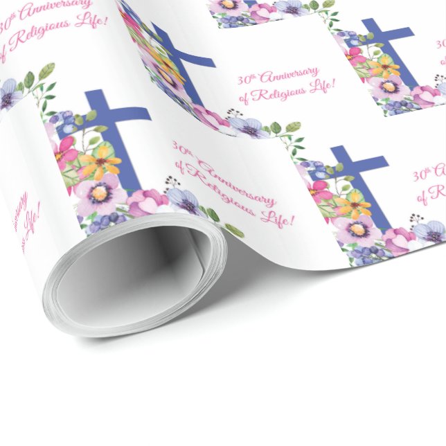 Papel De Presente Personalizar, 30 Aniversário Nun Vida Religiosa (Ponta do rolo)