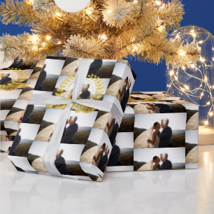 Papel De Presente Personalizar a Foto de Casamento de Aniversário de