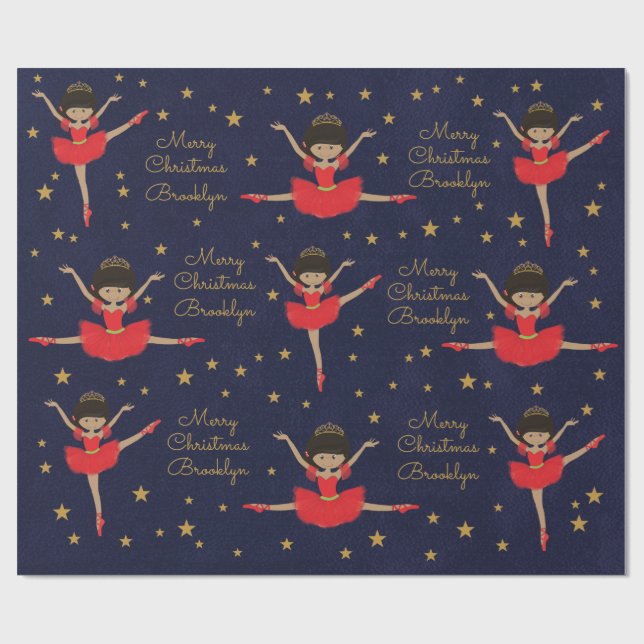 Papel De Presente Personalizar Ballerina de Natal Multicultural (Aberto)