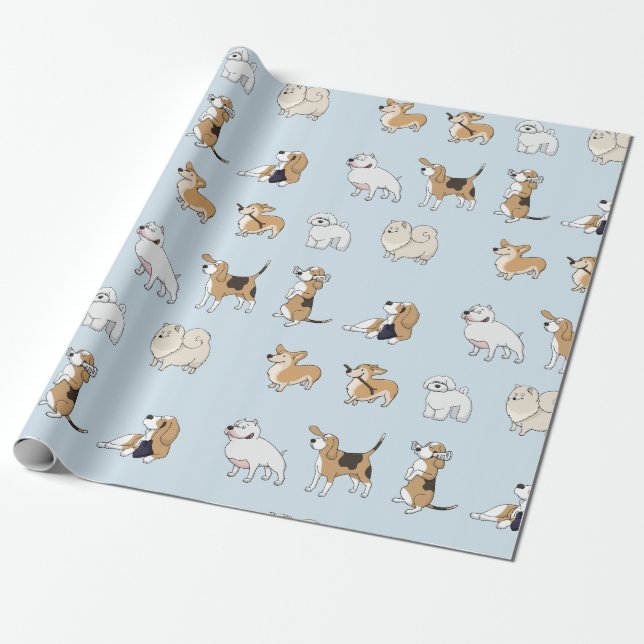 Papel De Presente Personalizar Cachorros Cortantes (Desenrolado)