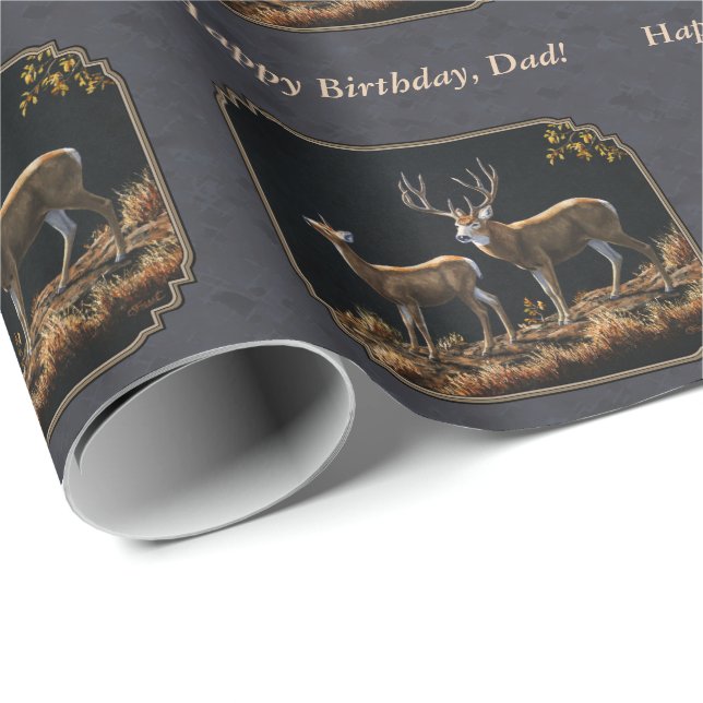 Papel De Presente Personalizar Cinza de Mule Deer Buck e Doe (Ponta do rolo)