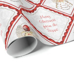 Papel De Presente Personalizar - Filigree Felry Christmas Angel<br><div class="desc">Personalize com seu texto nesta design de Natal com o filme metálico Merry Christmas Angel com pedras vermelhas em gema e uma placa com as palavras "Feliz Natal" sobre um fundo texturizado de renda branca. Use a facilidade de alterar o nome para sua família ou altere o texto para sua...</div>
